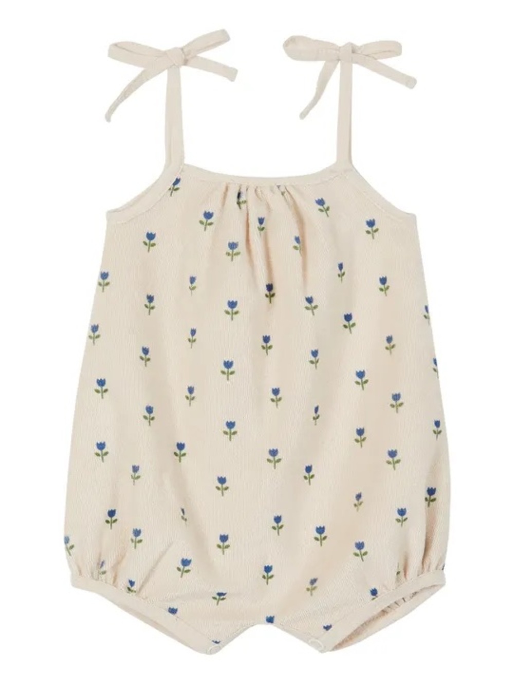 Emile et Ida Baby Girl Blue Tulip Cotton Terry Romper 3M